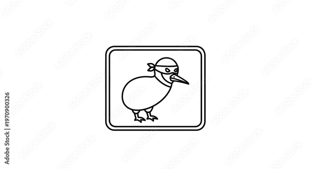 Fototapeta premium Cute Kiwi Bird Ninja Character Icon, Cartoon Style