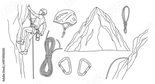 Climber with gear and equipment.