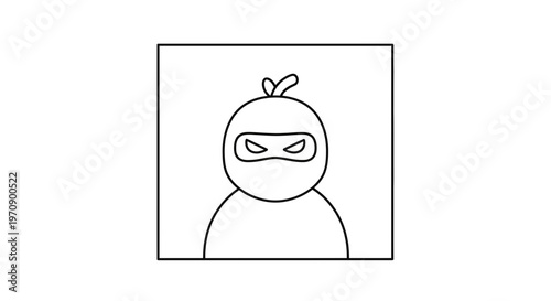 Cute Ninja Icon, Cartoon Character, Anonymous Masked Figure, Simple Vector Art