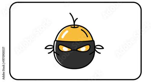 Cute Orange Ninja Character with Glowing Eyes, Cartoon Style