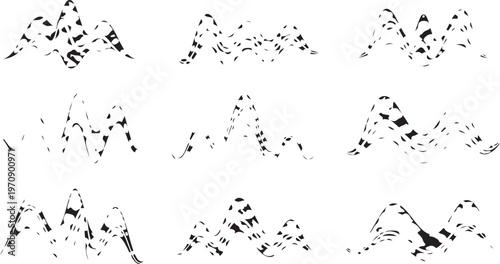 Abstract pattern of flowing ink or paint stains on gray checkered background.