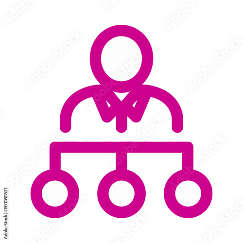 Vector of a hierarchical organizational chart with a person at the top overseeing three subordinate circles