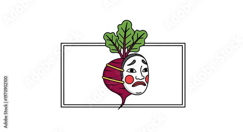 Surreal Beetroot Vegetable Wearing a Japanese Noh Mask, Artistic Concept