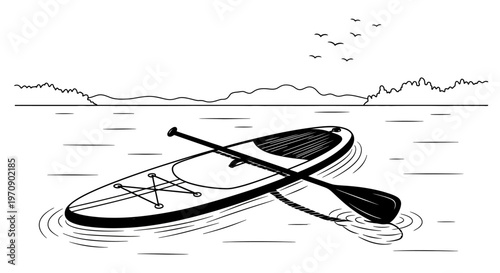 Inflatable Stand Up Paddle Board Floating.