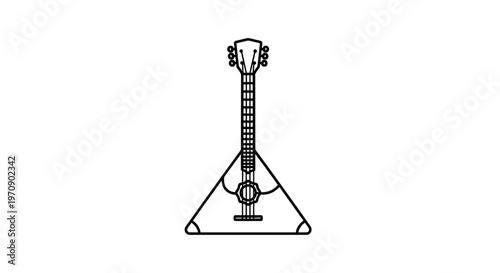 Traditional Balalaika Icon, Russian Folk Musical Instrument, Vector Outline Illustration