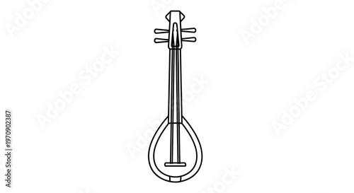 Traditional Chinese Erhu Instrument Outline Icon Vector Illustration