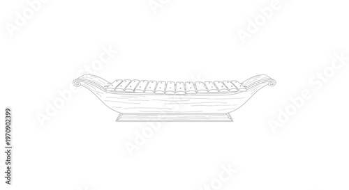 Traditional Indonesian Gamelan Instrument, Balinese Kulintang, Outline Drawing