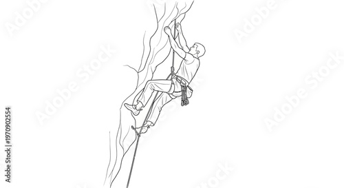 Man climbing a steep rock face.