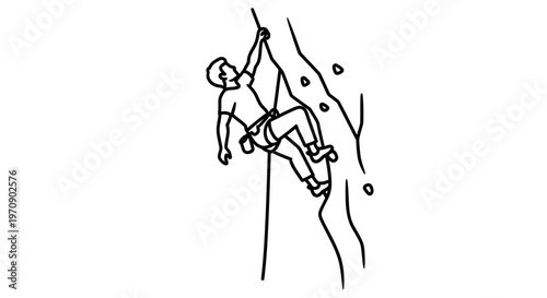 Man climbing a steep rocky mountain.