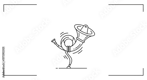 Snail with Megaphone Horn, Announcing News, Communication Concept