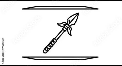 Spear Icon, Tribal Weapon, Ancient Tool, Outline Vector Art