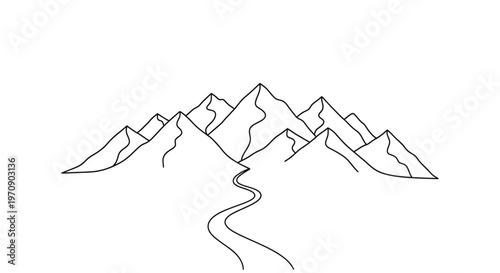 Mountain range with winding road.