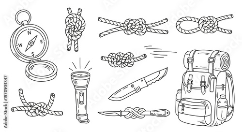 Outdoor Survival Tools And Equipment.