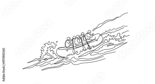 People in a small boat rowing.