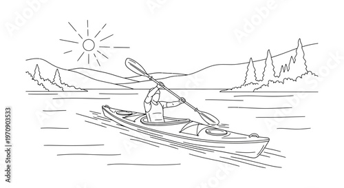 Person Paddling a Kayak on Water.