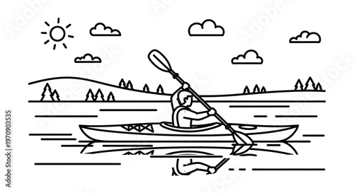 Person Paddling a Kayak on Water.