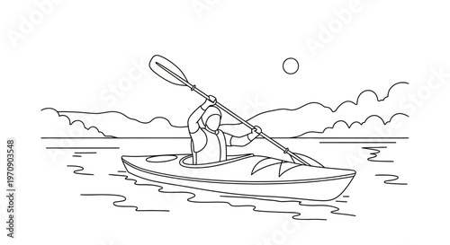 Person Paddling a Small Boat Alone.