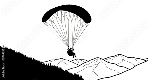 Person paragliding through the air freely.