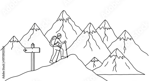 Two Hikers on Mountain Peak Together.