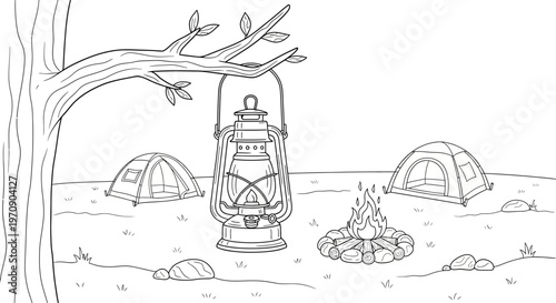 Vintage Metal Camping Lantern Closeup.