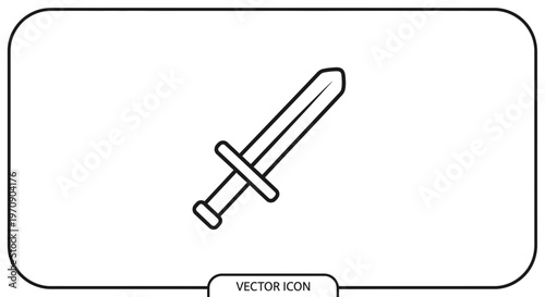 Simple Line Icon of a Sword, Vector Graphic for Games and Fantasy Themes