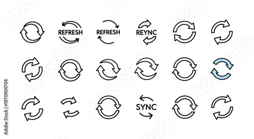 Hand-Drawn Refresh, Sync, and Recycle Arrow Icons Set