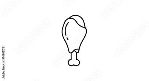 Simple Line Drawing of a Cooked Chicken Leg Drumstick Icon