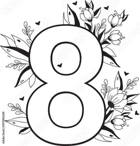 Beautiful Black color English number design 8