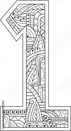 Black color number design and art numeral design 1