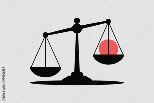 Imbalanced Scale Red Sphere Inequality Justice Concept