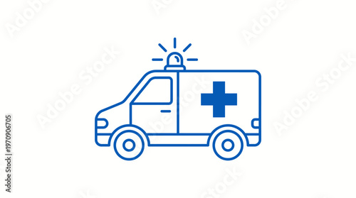 Ambulance vector icon with medical cross and emergency siren representing healthcare, hospital transport, urgent response, rescue services, safety, and medical assistance for design and catalog graphi