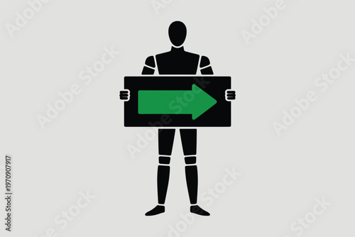 Figure Holding Green Arrow Growth Direction Success Concept
