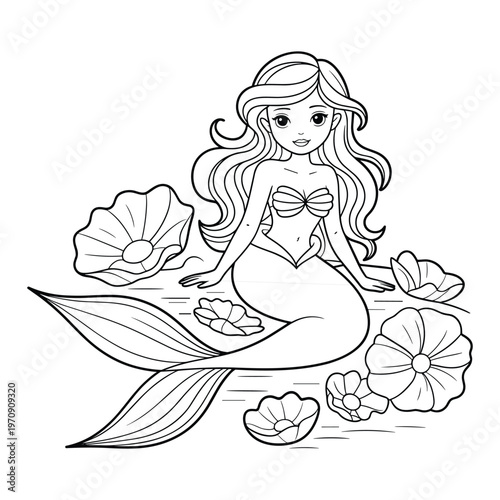 A woman in a flowing dress gracefully dances among blooming flowers isolated on white background, Vector