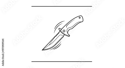 Sharp Serrated Knife in Motion, Dynamic Action, Danger Concept