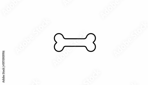 Simple bone icon outline, isolated on white background, graphic resource for pets and dogs