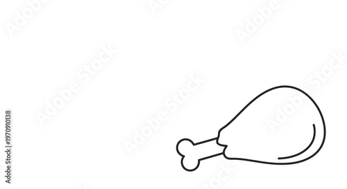 Simple Line Art Chicken Leg Icon, Minimalist Food Graphic