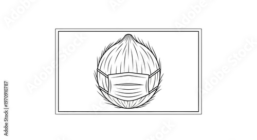 Onion Wearing Medical Mask - Pandemic Protection Concept