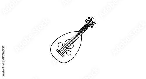 Oud Instrument Icon, Traditional Stringed Musical Instrument, Vector Illustration