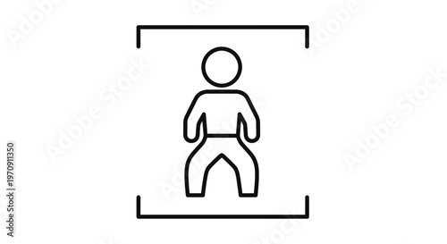 Person Icon in Frame, Minimalist Outline, Human Figure, Concept of Identity or Surveillance