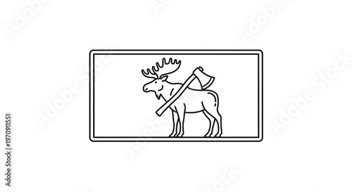 Moose with Axe Icon, Lumberjack Symbol, Wilderness and Forestry Concept