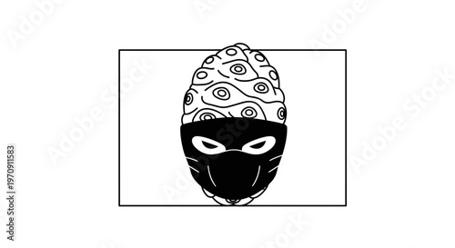 Mysterious Masked Fruit Character with Abstract Pattern