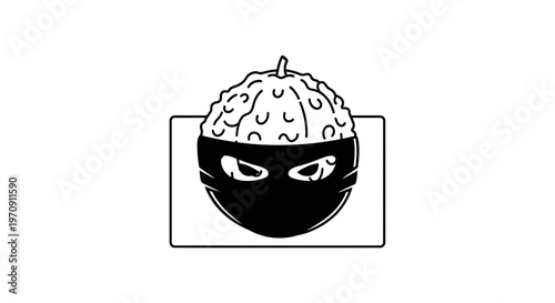Mysterious Ninja Pumpkin Icon: Spooky Halloween Character with Mask and Eyes