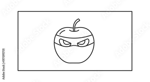 Ninja Apple Icon: Playful Fruit Character with Mask, Vector Art