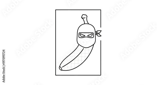 Ninja Banana Character Icon, Funny Fruit Mascot, Stealth Food Concept