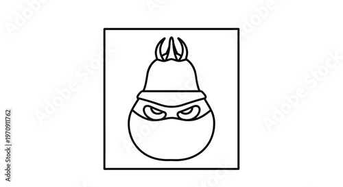 Ninja Character Icon: Mysterious Warrior Face with Mask and Spiky Headgear