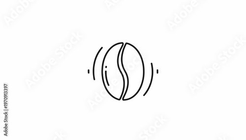 Minimalist coffee bean icon, simple line art, isolated on white background, graphic symbol