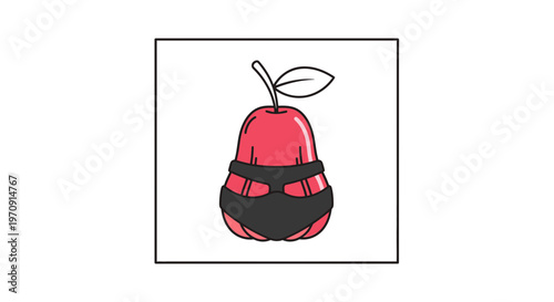 Funny Rose Apple Wearing Underwear, Surreal Fruit Illustration, Healthy Lifestyle Concept