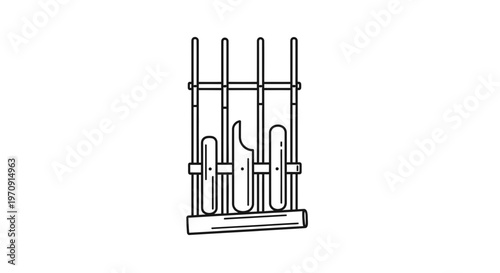 Gamelan musical instrument, Balinese percussion, traditional Indonesian orchestra, outline icon