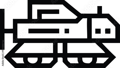 Heavy Duty Bulldozer Tracked Vehicle Outline Icon for Earthmoving and Construction Operations