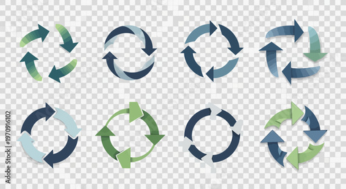 Circular Arrow Icons Set: Refresh, Reload, Cycle, and Process Symbols